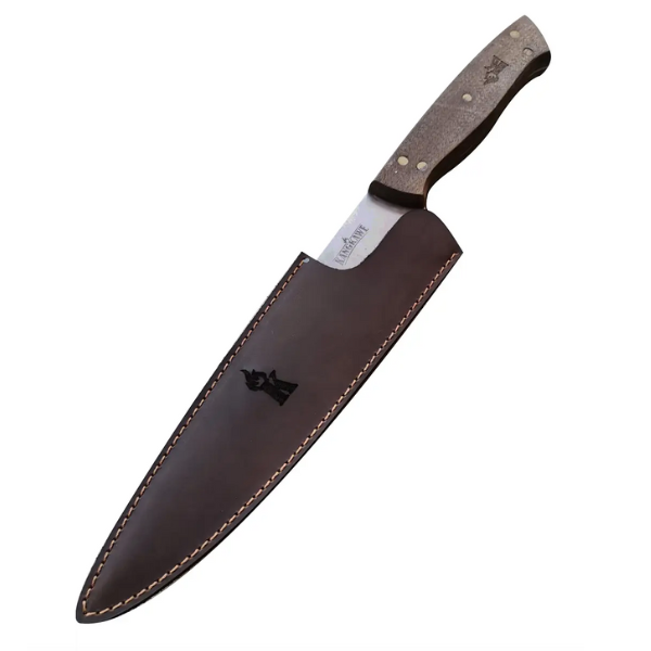 Cuchillo Parrillero con funda de cuero café